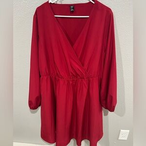 Red long sleeve event dress